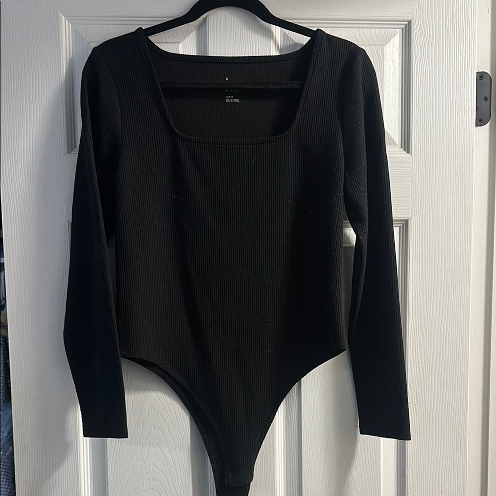 A New Day Black Ribbed Bodysuit